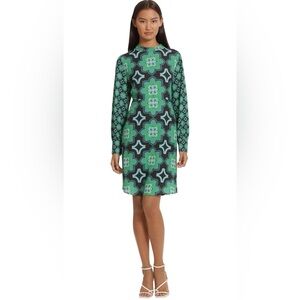 Donna Morgan Green Floral Long Sleeve Dress